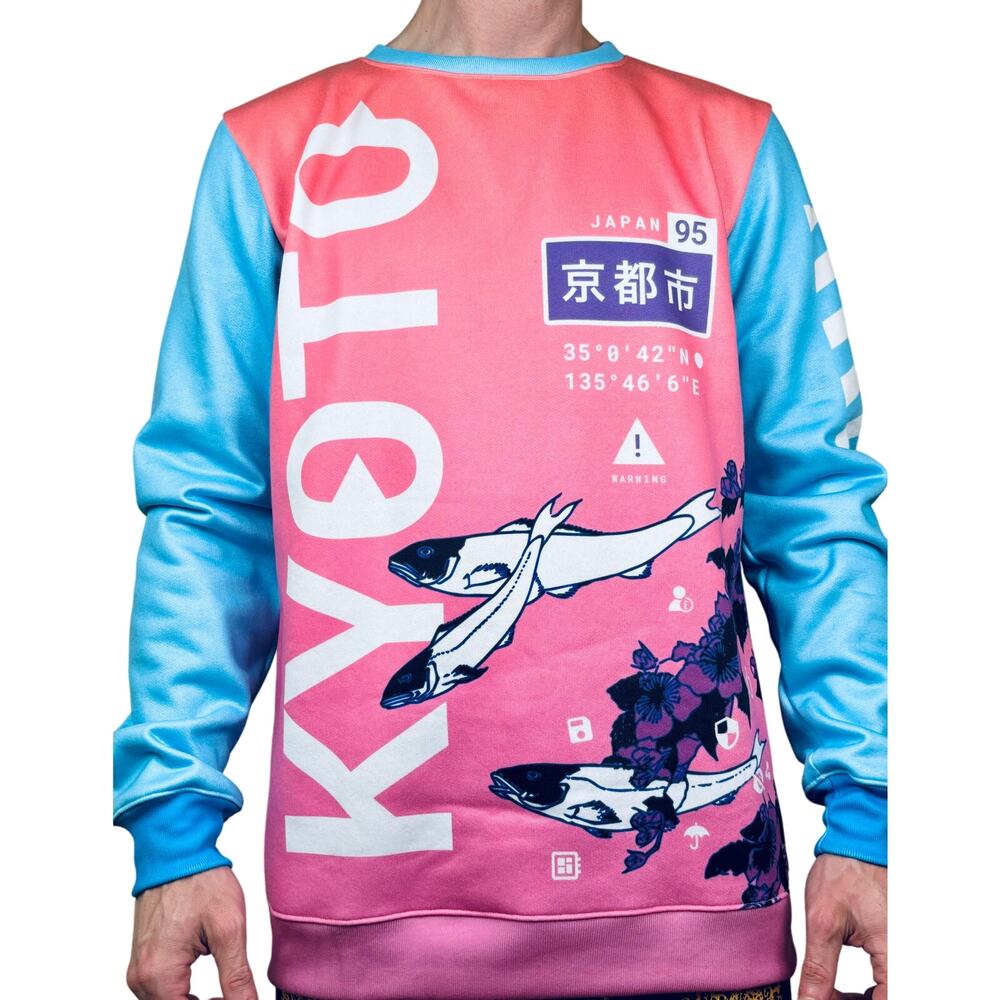 Vapor95 Kyoto Koi Sweatshirt Japanese Vaporwave Mens Med Dopamine Colorful  NWOT